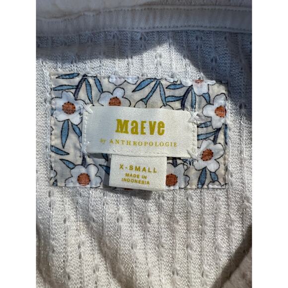 Anthropologie Maeve Top Addie Ruffle Hacci Pullover Cream Feminine Countryside - Picture 6 of 7